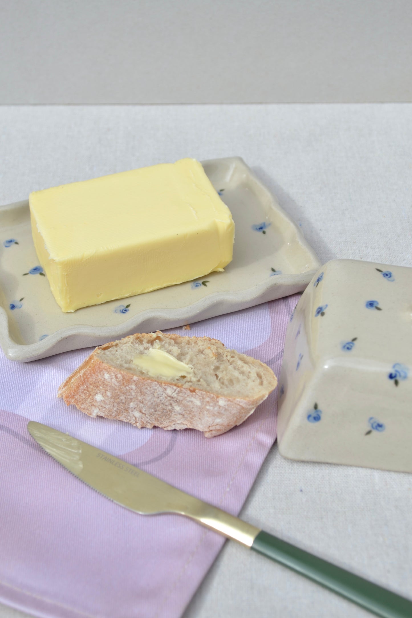 Butter Dish- Blue Floral