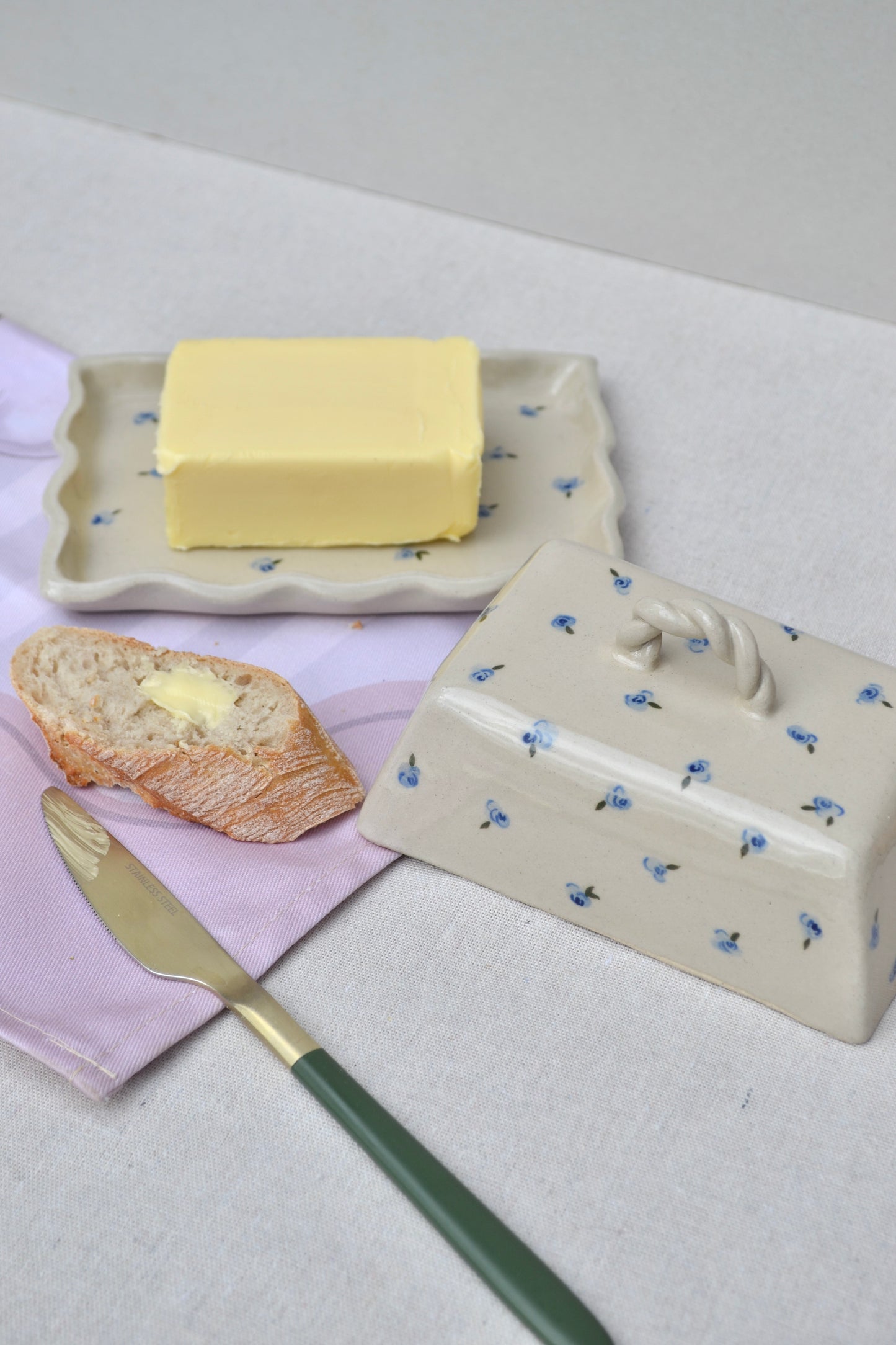 Butter Dish- Blue Floral