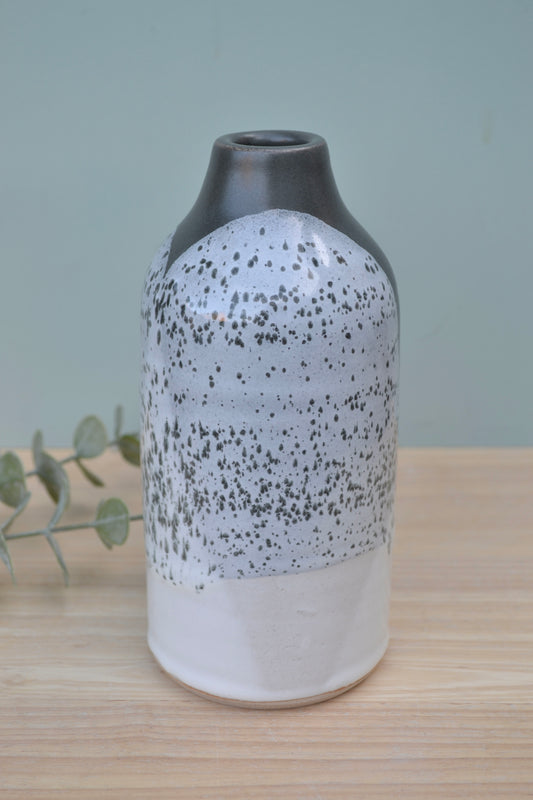 Bottle Vase- Charcoal and White
