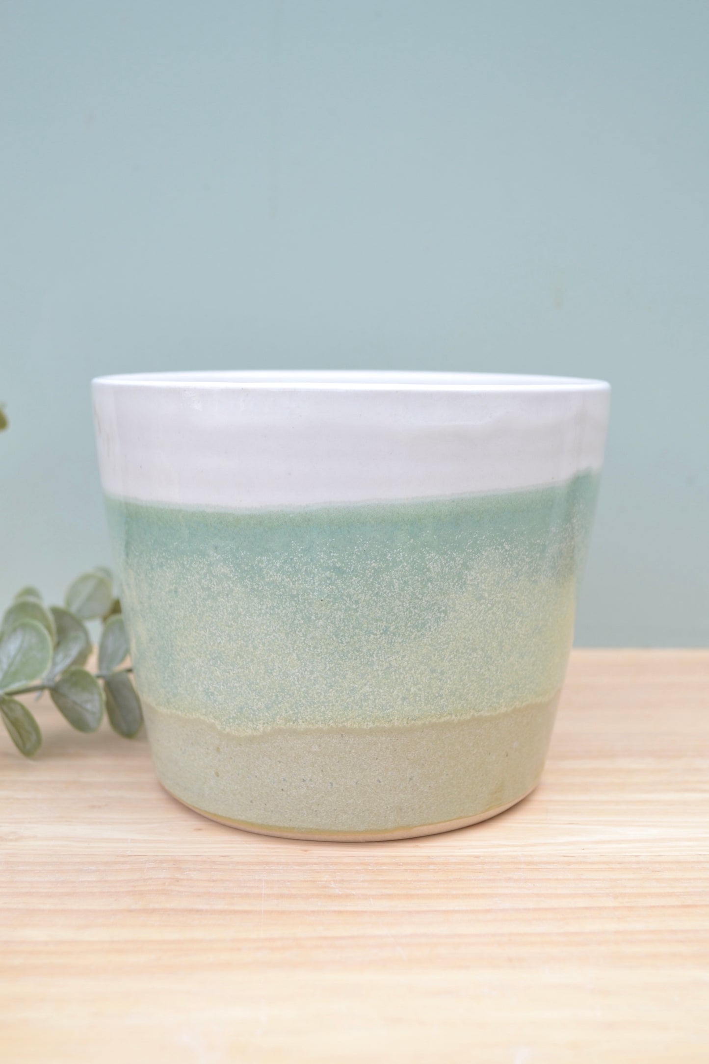 Tapered Plant Pot- Apple Blossom and White