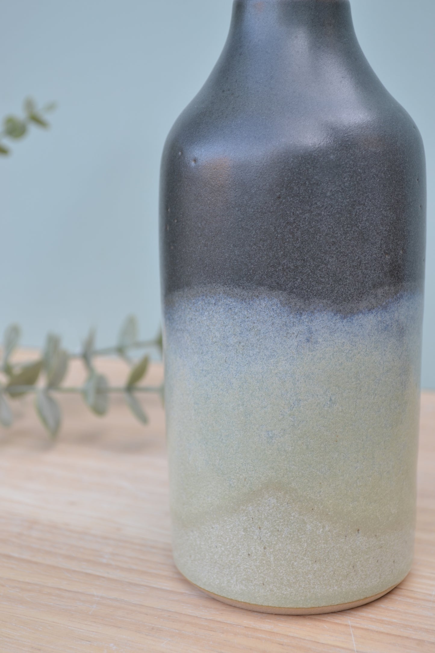 Bottle Vase- Charcoal and Apple Blossom